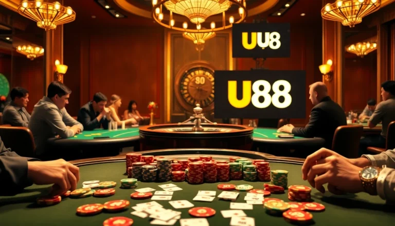 UU 88 poker scene showcasing vibrant chips and intense gameplay.
