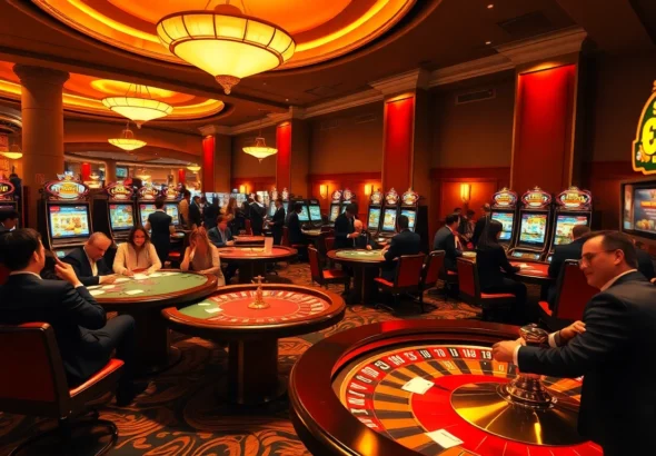 Explore the thrilling atmosphere of upscale gambling at https://ea77.lat/ with players enjoying poker and roulette.